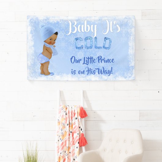 ベビー冷たい雪片の氷の青のエスニック・ボーイ 横断幕 (インサイチュ)