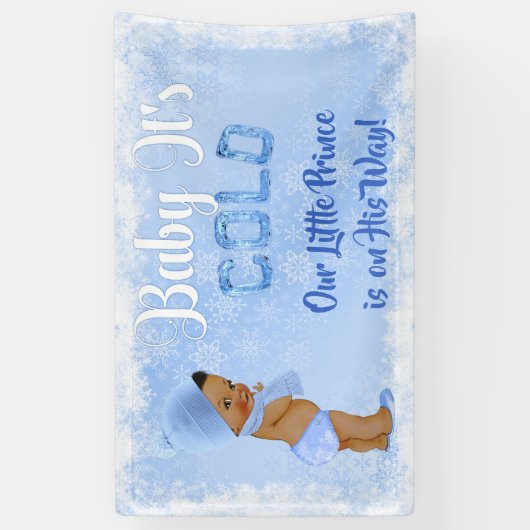 ベビー冷たい雪片の氷の青のエスニック・ボーイ 横断幕 (縦)