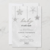 ベビー冷外グリッタースノーフレーク中性シャワー 招待状 (正面)