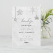 ベビー冷外グリッタースノーフレーク中性シャワー 招待状 (スタンド正面)