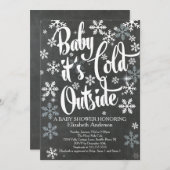 ベビー冷黒板中立ベイビーシャワー 招待状 (正面/裏面)