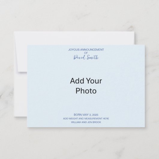 ベビー出生通知カード | 写真の追加 案内状 (裏面)