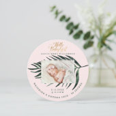 ベビー出生通知カード |熱帯のヤシの葉 案内状 (スタンド正面)