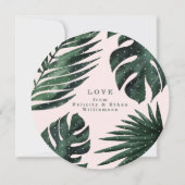 ベビー出生通知カード |熱帯のヤシの葉 案内状 (裏面)