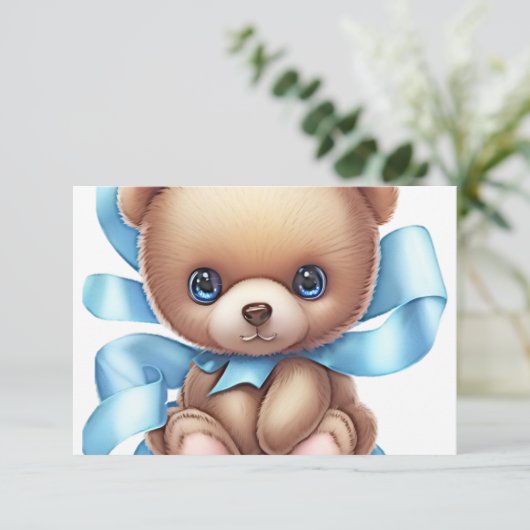 ベビー出生通知カード | 3枚の写真を追加 案内状 (スタンド正面)