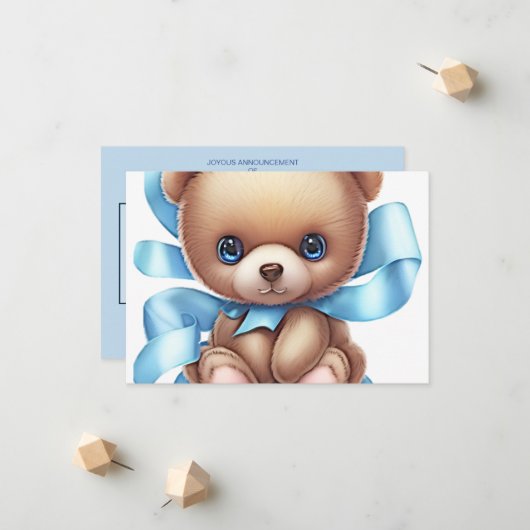 ベビー出生通知カード | 3枚の写真を追加 案内状 (正面/裏面インサイチュ)