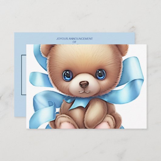 ベビー出生通知カード | 3枚の写真を追加 案内状 (正面/裏面)