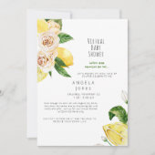 ベビー分析視点かわいいレモン仮想ベビーシャワー 招待状 (正面)