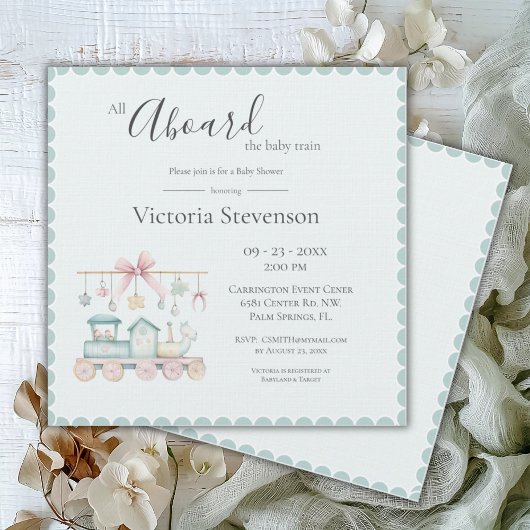 ベビー列車のベビーシャワーに搭乗