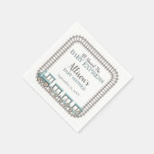 ベビー列車の男の表現子の赤ちゃんシャワーに乗って スタンダードカクテルナプキン (角)