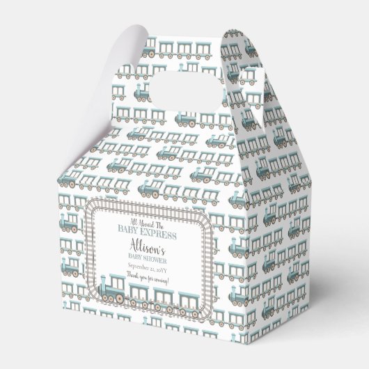 ベビー列車の男の表現子の赤ちゃんシャワーに乗って フェイバーボックス (正面サイド)