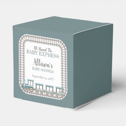 ベビー列車の男の表現子の赤ちゃんシャワーに乗って フェイバーボックス (裏面サイド)