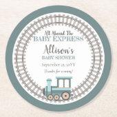 ベビー列車の男の表現子の赤ちゃんシャワーに乗って ラウンドペーパーコースター (正面)