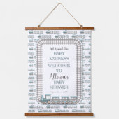 ベビー列車の男の表現子の赤ちゃんシャワーに乗って 吊り下げ型タペストリー (正面)