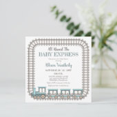 ベビー列車の男の表現子の赤ちゃんシャワーに乗って 招待状 (スタンド正面)