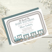 ベビー列車の男の表現子の赤ちゃんシャワーに乗って 招待状
