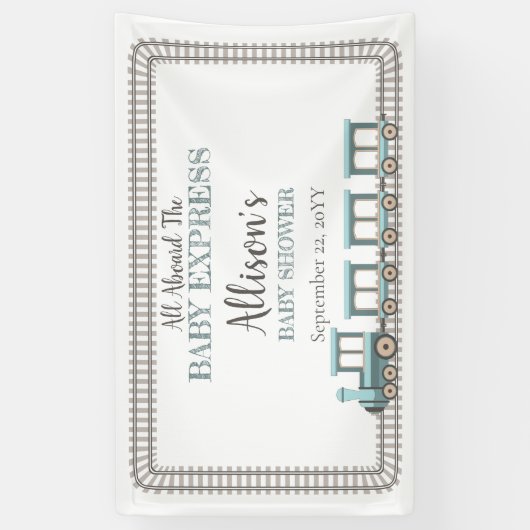 ベビー列車の男の表現子の赤ちゃんシャワーに乗って 横断幕 (縦)