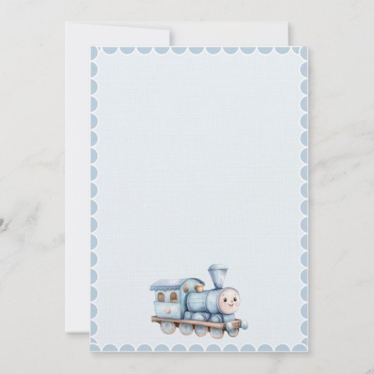 ベビー列車の青い赤ちゃんシャワーに乗って (裏面)