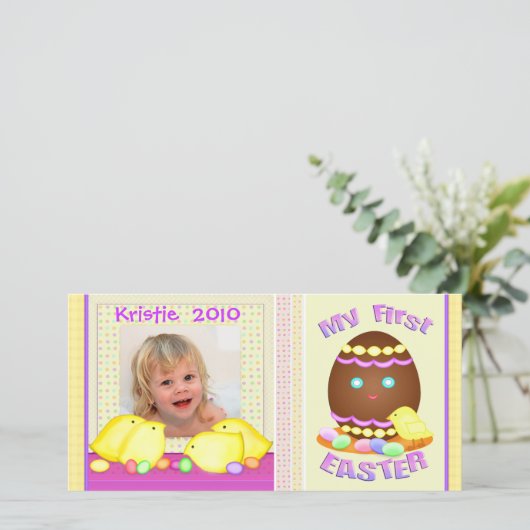 ベビー初のイースターパーソナライズされたフォトカード シーズンカード (スタンド正面)