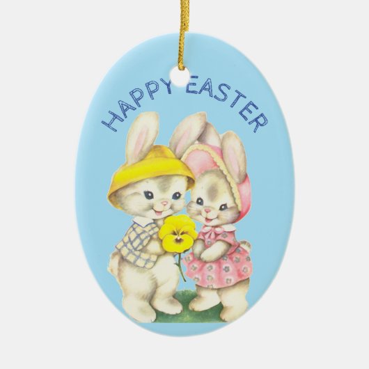 ベビー初のイースターヴィンテージパーソナライズされた復活祭 セラミックオーナメント (正面)