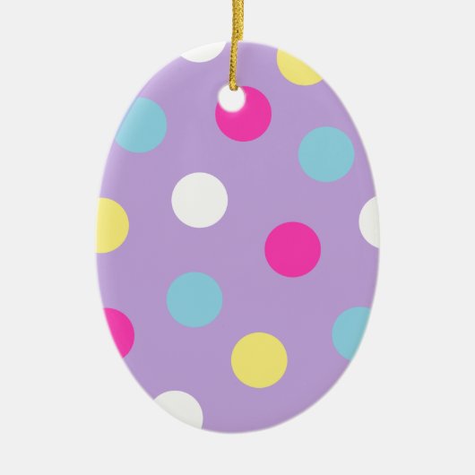 ベビー初のイースター水玉模様パーソナライズされたイースター セラミックオーナメント (正面)