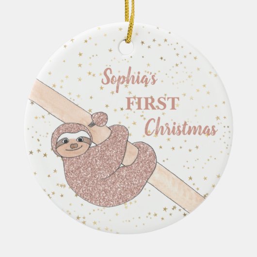 ベビー初のクリスマスグリッタースロスの写真名 セラミックオーナメント (正面)