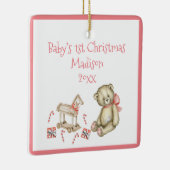 ベビー初のクリスマスパーソナライズピンクのかわいいベビー セラミックオーナメント (右)