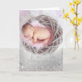 ベビー初のクリスマス静かナイト – ベビーの写真 カード (黄色い花)