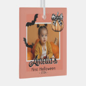 ベビー初のハロウィンカボチャこうもり写真 ガラスオーナメント (正面右)