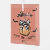 ベビー初のハロウィンカボチャこうもり ガラスオーナメント (正面左)