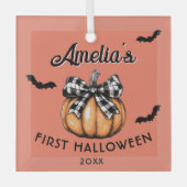 ベビー初のハロウィンカボチャこうもり ガラスオーナメント (正面)