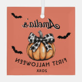 ベビー初のハロウィンカボチャこうもり ガラスオーナメント (裏面)