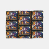 ベビー初のハロウィーンかわいい魔女ネコ名を追加 フリースブランケット (正面(横))