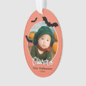 ベビー初のハロウィーンブラックこうもり写真 オーナメント (正面)