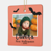 ベビー初のハロウィーンブラックこうもり写真 セラミックオーナメント (左)