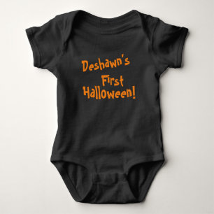 ベビー初のハロウィーンブラックウィズオレンジレタリング ベビーボディスーツ
