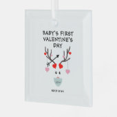 ベビー初のバレンタインデーの贈り物パーソナライズされた ガラスオーナメント (正面左)