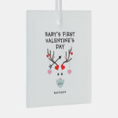 ベビー初のバレンタインデーの贈り物パーソナライズされた ガラスオーナメント (正面右)