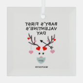 ベビー初のバレンタインデーの贈り物パーソナライズされた ガラスオーナメント (裏面)