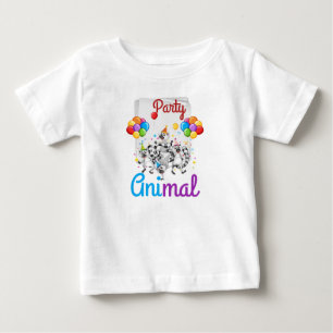ベビー初のパーティー動物T型 ベビーTシャツ