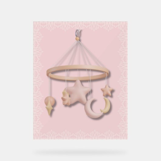 ベビー初のモバイル | ムーンアンドスターズパステルナーサー アクリルサイン (正面)