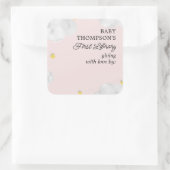 ベビー初のライブラリ蔵書票ピンククラウド スクエアシール (バッグ)