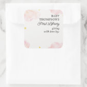 ベビー初のライブラリ蔵書票ピンククラウド スクエアシール (バッグ)