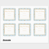 ベビー初のライブラリ蔵書票、青い金ゴールド星 スクエアシール (シート)