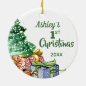 ベビー初の写真クリスマス セラミックオーナメント (裏面)