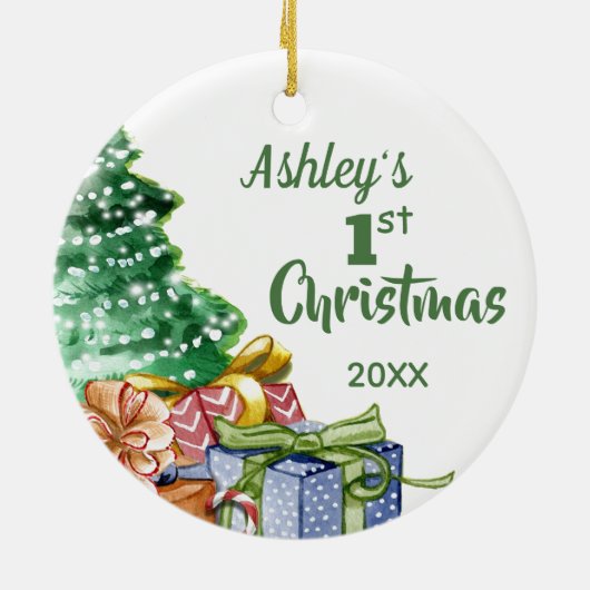 ベビー初の写真クリスマス セラミックオーナメント (裏面)