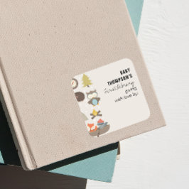 ベビー初の図書館蔵書票アドベンチャー待ち スクエアシール