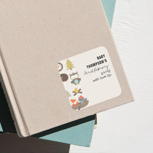 ベビー初の図書館蔵書票アドベンチャー待ち スクエアシール