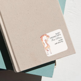 ベビー初の図書館蔵書票サファリキリン スクエアシール