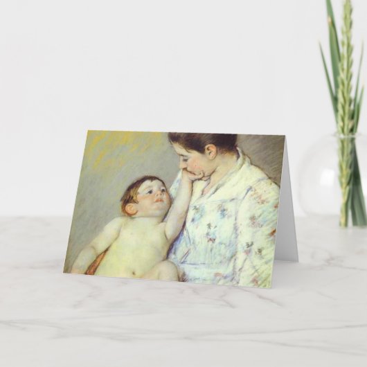 ベビー初の愛撫。c.1890年、メアリー·カサット カード (正面)